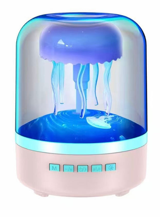 Jellyfish-shaped bluetooth speaker with LED lights on a white background mini portable wireless speaker for party child toy