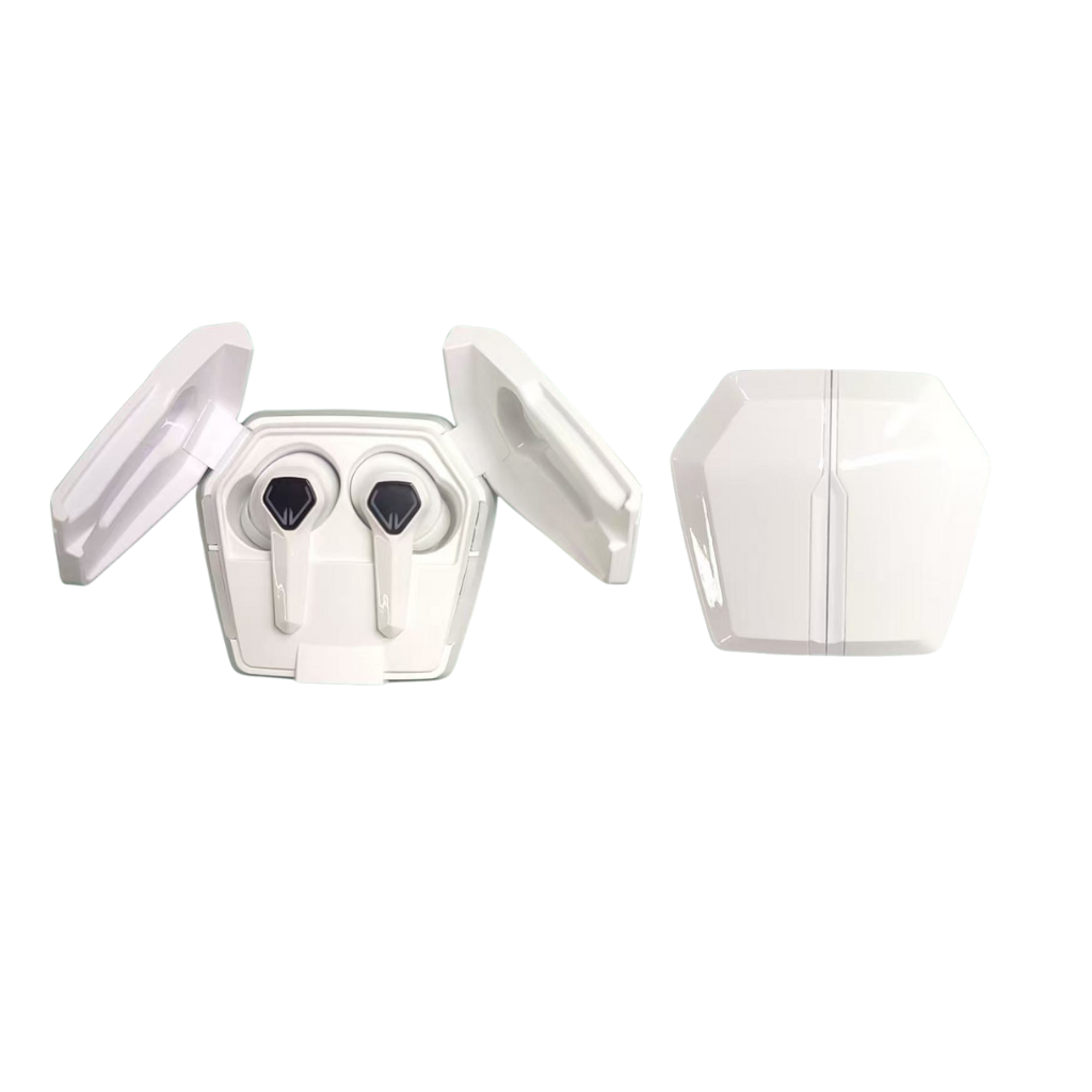 White wireless earbuds with charging case unique future design tws bluetooth connection blastico wholesale