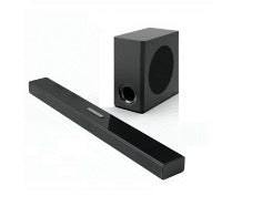 Black soundbar speaker and subwoofer on a white background home theater bluetooth blastico wholesale